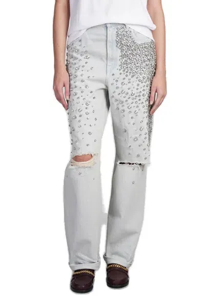 Golden Goose Deluxe Brand Embellished Distressed Jeans In Blue