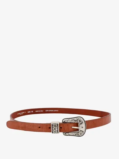 Golden Goose Deluxe Brand Floral Engraved Buckled Belt In Brown