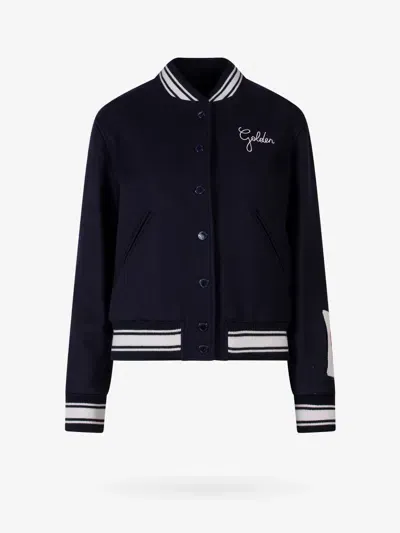 Golden Goose Golden Wool Bomber Jacket In Blue