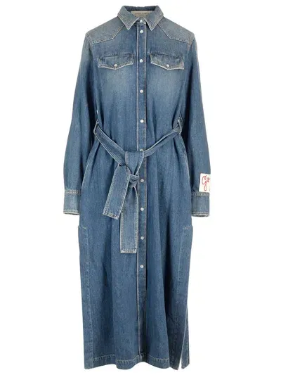 Golden Goose Denim Shirtdress In Blue