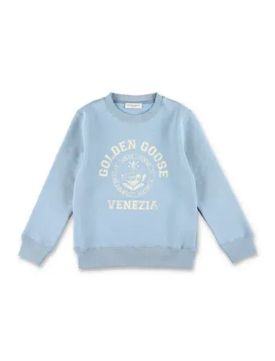 Golden Goose Kids' Fleece Logo In Hellblau