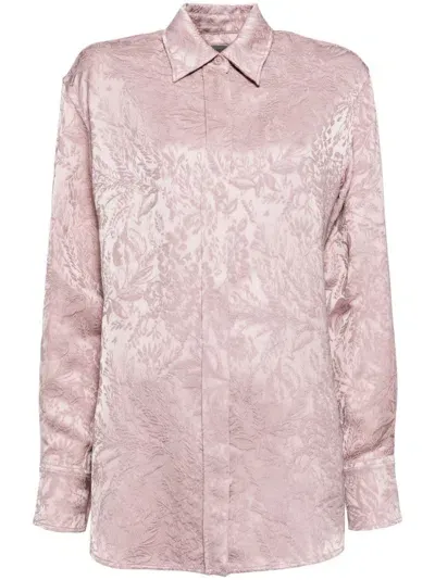 Golden Goose Floral-embroidered Shirt In Pink