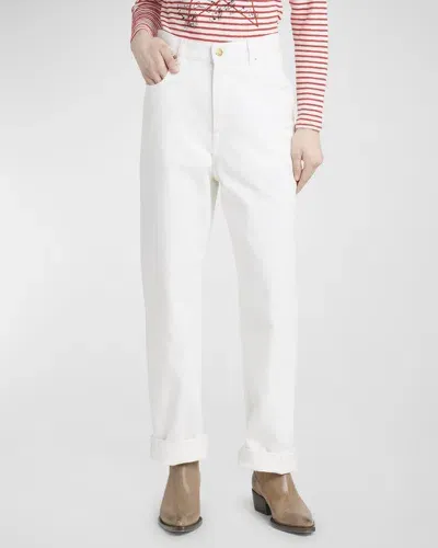 Golden Goose Golden Kim Cuffed Jeans In Offwhite