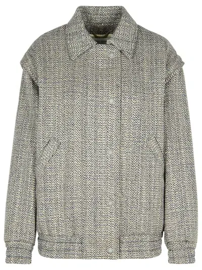 Golden Goose Grey Wool Blend Bomber Jacket In Gray