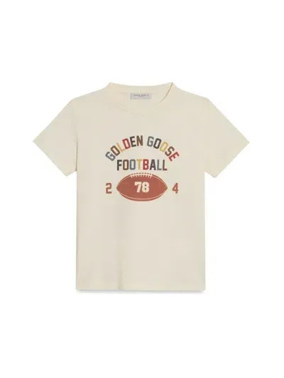 Golden Goose Kids' Football Print T-shirt In Nude & Neutrals