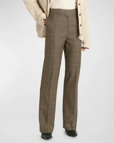 Golden Goose Journey Relaxed Wool Check Pants In Beigeblacksavvy Red