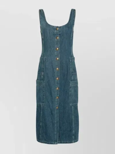 Golden Goose Journey Button-front Denim Midi Dress In Blue