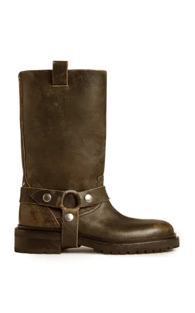 Golden Goose Kurt Distressed Leather Boots In Brown