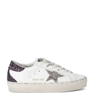 Golden Goose Leather Embellished Hi Star Sneakers In White