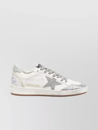 Golden Goose Ballstar In White And Silver Leather In White/silver