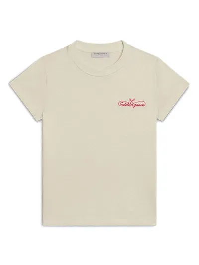 Golden Goose Kids' Logo-embroidered T-shirt In White