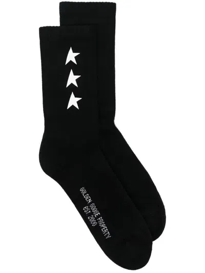 Golden Goose Logo Socks In Black