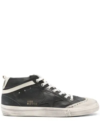 Golden Goose Men's Mid Star Sneaker In Black,ice