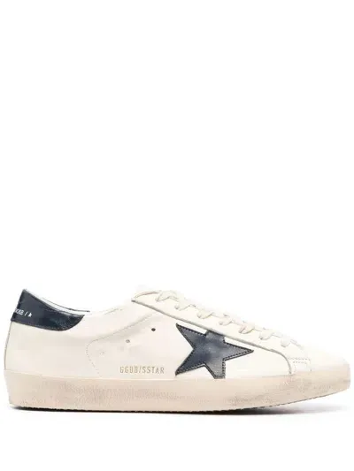 Golden Goose Men's Super-star Beige/blue Low Sneaker | Size 41 | Gmf00101f004164