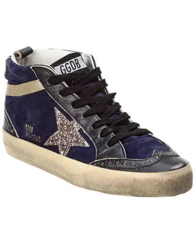 Golden Goose Mid-star Medieval Blue Glitter Star Leather Sneaker