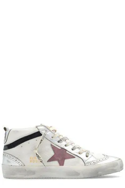 Golden Goose Mid Star Leather Sneakers In White