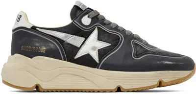 Golden Goose Navy Running Sole Sneakers In Navy Blue