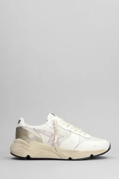 Golden Goose Running Sneakers In White Leather And Fabric