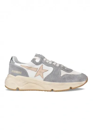 Golden Goose Sneaker Running Sole In Silver/white/cream/smoke