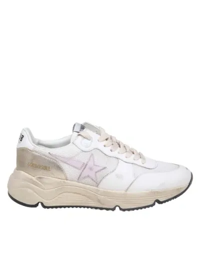 Golden Goose Deluxe Brand Running Sun Sneakers In Suede And Mesh Color White/gold