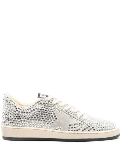 Golden Goose Ball Star Rhinestone -embellished Suede Sneakers In Grey