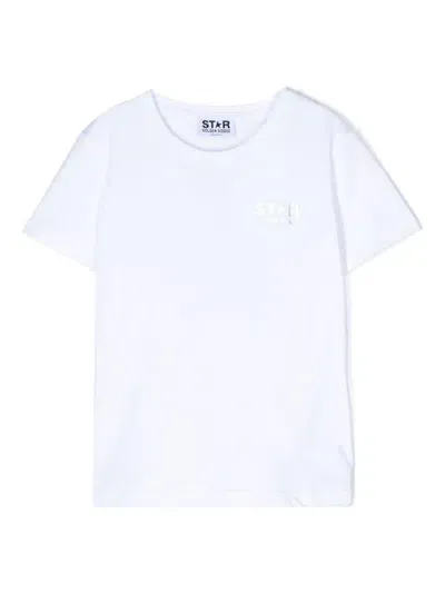 Golden Goose Kids' T-shirt Stampa A Stelle In White