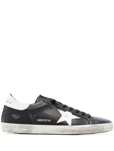 Golden Goose Super Star Leather Sneakers In Black