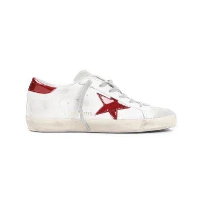 Golden Goose Super-star White/red Sneakers In Brown