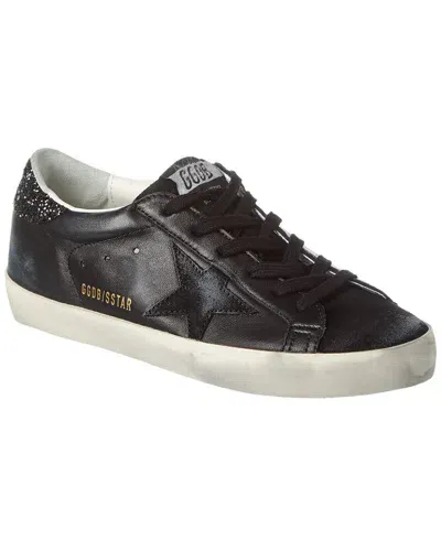 Golden Goose Super-star All-black Glitter Back Leather Sneaker