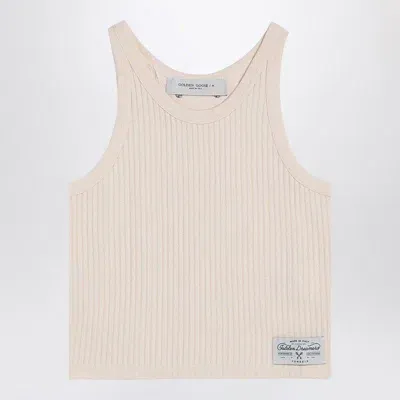 Golden Goose Cream-coloured Ribbed Cotton Tank Top Women