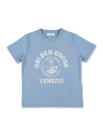 Golden Goose Kids' Tee Logo In Blue