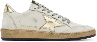 Golden Goose White & Gold Ball Star Sneakers In 80608 Milk/gold