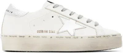 Golden Goose White Hi-star Sneakers In 80185 White/silver