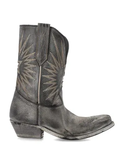 Golden Goose Wishstar Boot In Black/ecru/silver