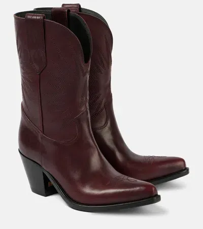 Golden Goose Wish Star Francesca Leather Cowboy Boots In Red