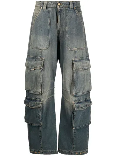 Golden Goose Bleached Effect Cargo Pockets Denim In Blue