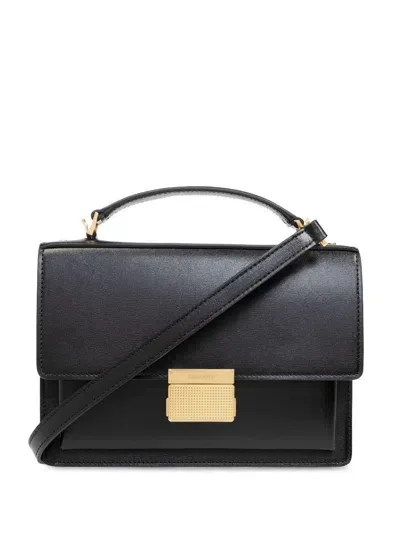 Golden Goose Venetian Calf Leather Tote Bag With Clasp Closure In Nero