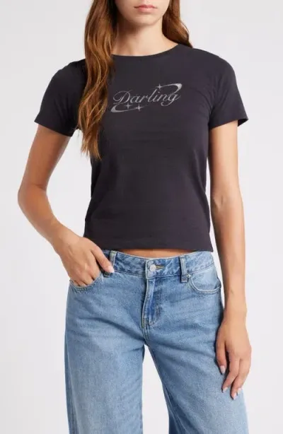 Golden Hour Darling Stars Cotton Graphic T-shirt In Washed Anthracite