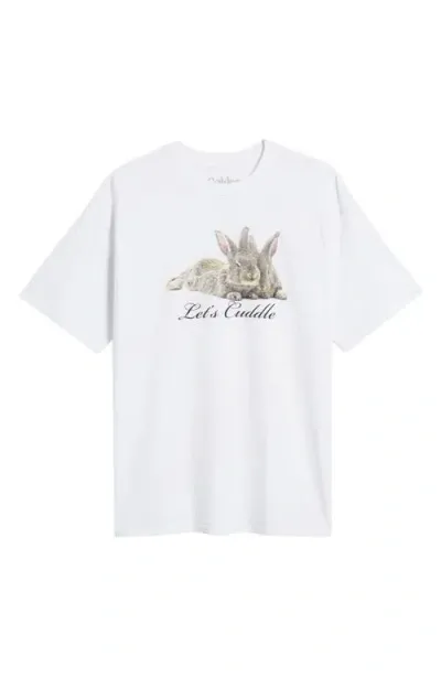 Golden Hour Let's Cuddle Bunny Graphic T-shirt In Washed Bright White