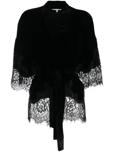 Goldhawk Velvet Short Kimono In Black