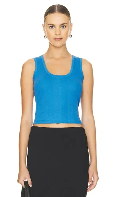 Goldie Cotton Rib Crop Tank In Blue