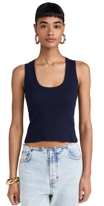 Goldie Cotton Rib Crop Tank Navy