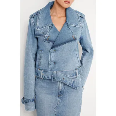 Good American Belted Crop Denim Jacket In Indigo599