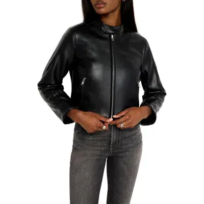 Good American Better Than Leather Fitted Faux Leather Moto Jacket In K