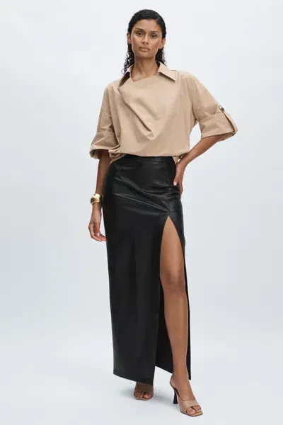 Good American Black  Faux-leather Maxi Skirt