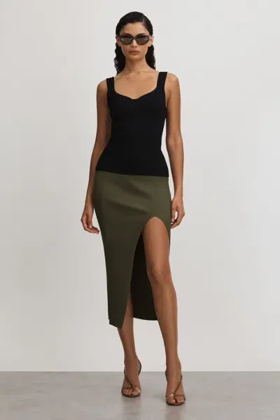 Good American Black  Ribbed Midi Skirt