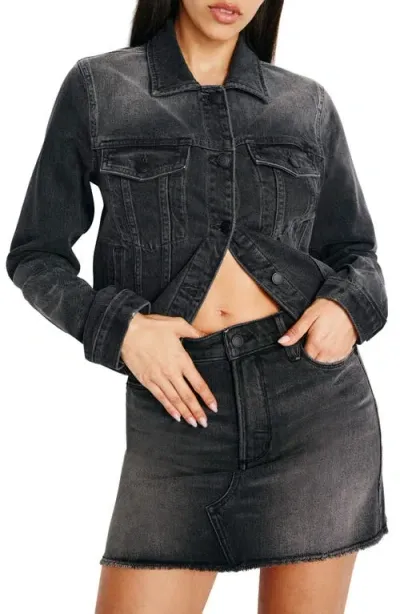 Good American Committed To Fit Denim Jacket In Black352