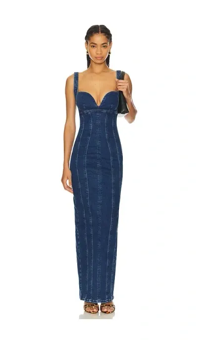 Good American Corset Long Dress In Indigo637