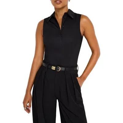 Good American Cotton Poplin Sleeveless Bodysuit In Black001