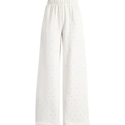 Good American Crystal Wide Leg Sweatpants In Cloud White001